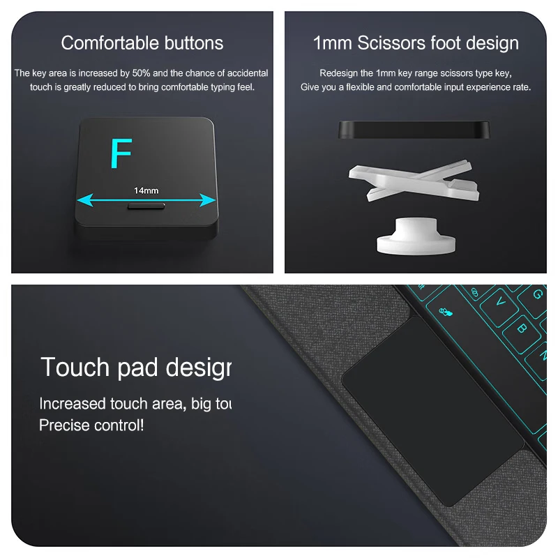 Smart Magic Keyboard Case For Samsung Galaxy Tab S9 FE Plus 12.4 inch S9 FE+ Tablet With Backlit Blue tooth TouchPad Keyboard Co