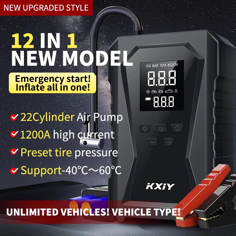 Car Jump Starter 8000mAh-20000mAh 1500A Peak Current with Flashlight jump pack Safety Cables with USB Portable Lithium Battery