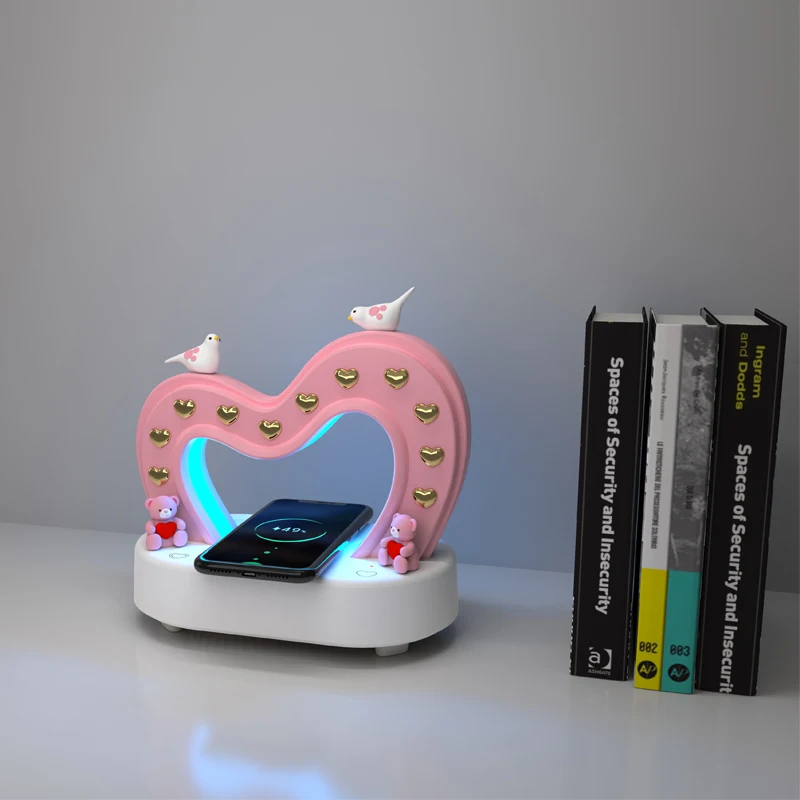 Bedroom Colorful Atmosphere Night Light Rechargeable Decoration  Blue Tooth Speaker LED Wireless Charging Desk Table Lamp
