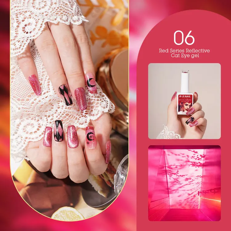 Red Series Reflective Cat Eye Gel uv gel polish private label 3 in 1 one step gel nail polish for nail salon
