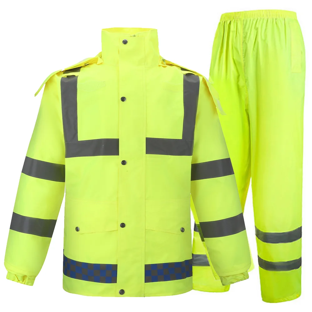 Non- Green Polyester with PVC coated durable Long raincoat with pockets