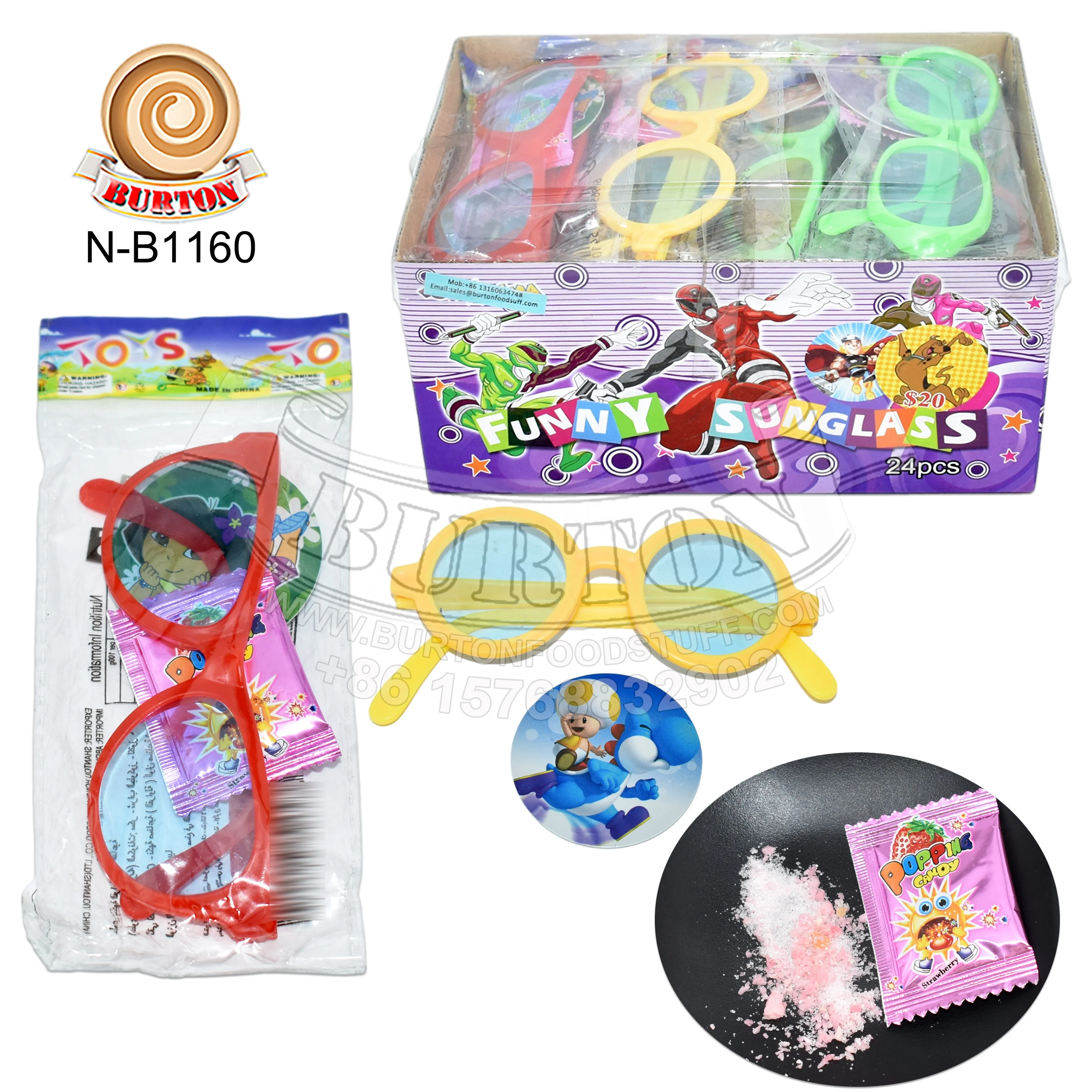 Оптовая продажа очки игрушки конфеты с выпуклами и круглая открытка