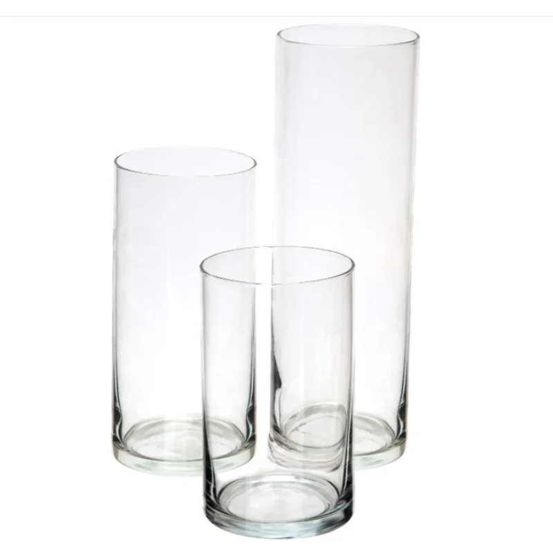 various sizze nordic vintage glass cylindrical bud vase for decoration family office wedding centerpiece