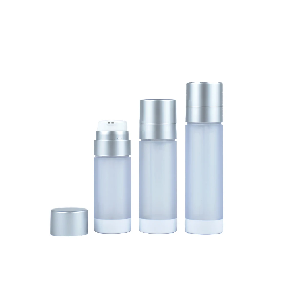30ml 50ml Cosmetic Packaging Sliver Plastic Vacuum Airless Pump Bottle For Lotion Cream Foundation Foam Pump Bottle 50 ml