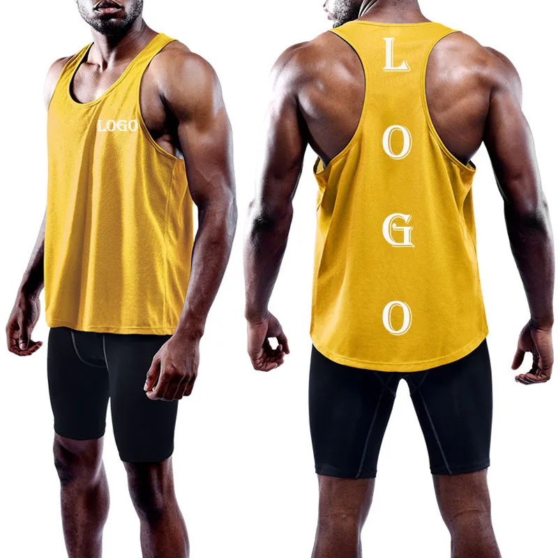 Oversized Running Fast Drying Exercise Gym Vests For Men Singlet Tank Top Polyester Spandex Vest Workout/