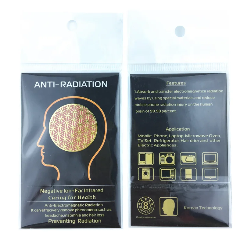 Wholesale price 24K gold anti radiation sticker negative ion EMF protection 5G blocking agent anti radiation mobile sticker