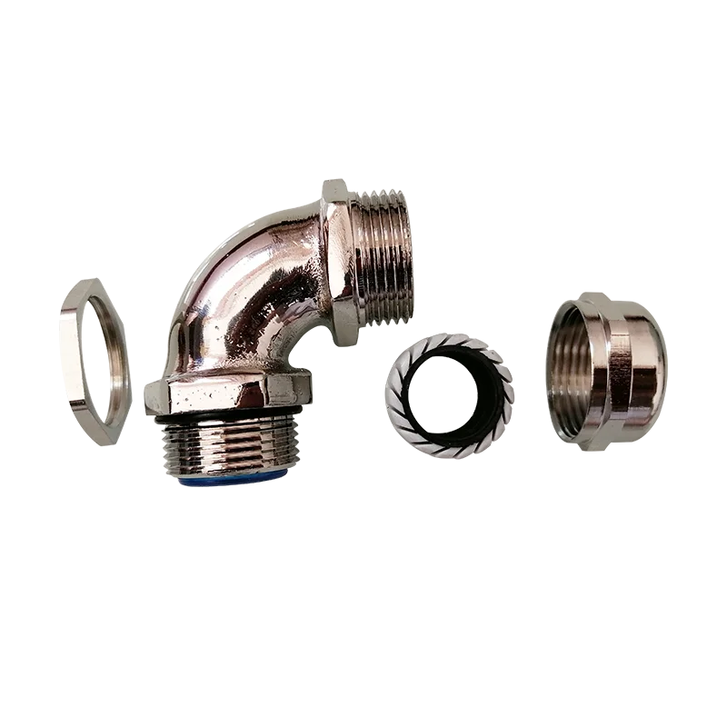 IP68 Nickel plated brass cable gland 90 degree waterproof and dustproof metal elbow cable gland