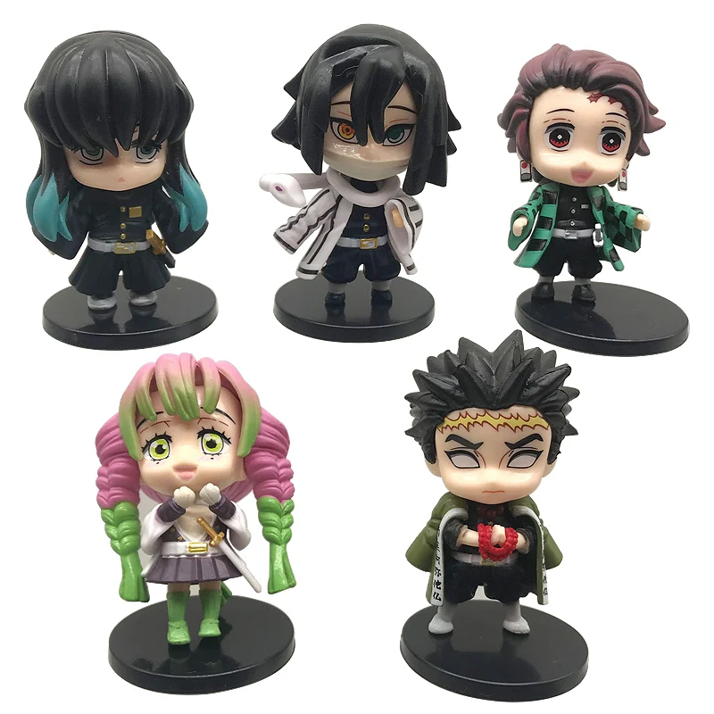 
Collectible toys 5 styles Demon Slayer Mugen Train anime model Kisatsutai cake decoration mini action figures 