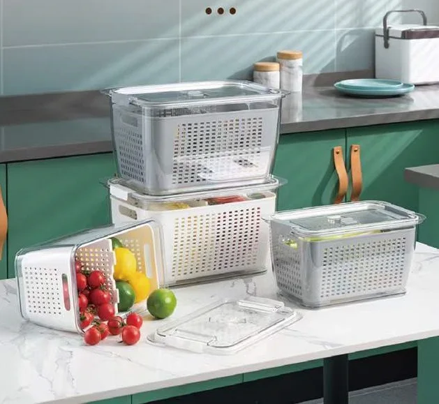 Double Layer Plastic Vegetables and Fruits Wash Kitchen Sink Drain Basket