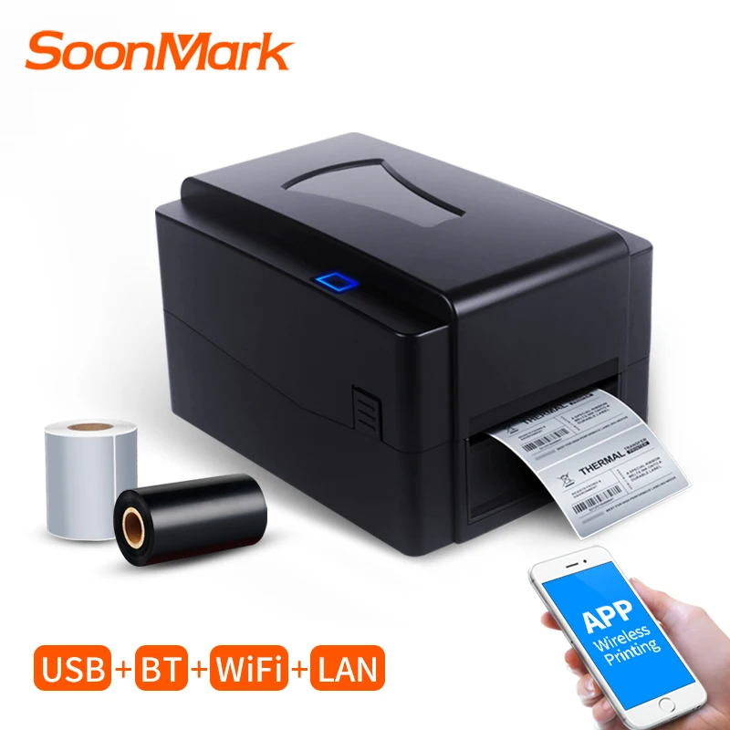 Soonmark 4-дюймовые Принтеры штрих-кодов с прямой термопередачей 300dpi с высокой скоростью печати tsc принтер штрих-кодов для дома и офиса