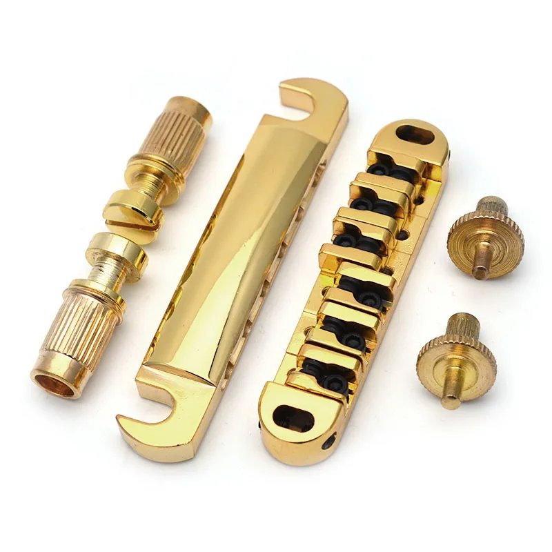Guitar Bridge Locking Roller Tune-O-matic Bridge Tailpiece Tail For LP Electric Guitar Gold
