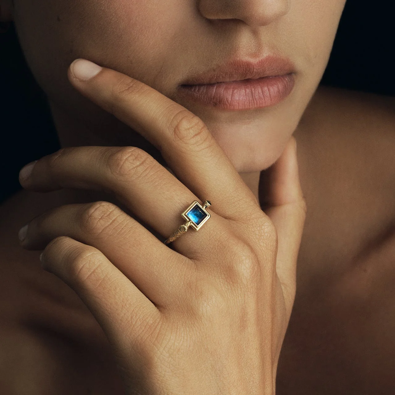 Milskye vintage jewelry gifts 925 sterling silver 18k gold plated square 6mm princess cut blue sapphire solitaire ring