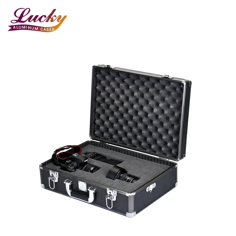 Superior quality hard sided microscope carrying aluminum case professional portable aluminum alloy metal tool case black