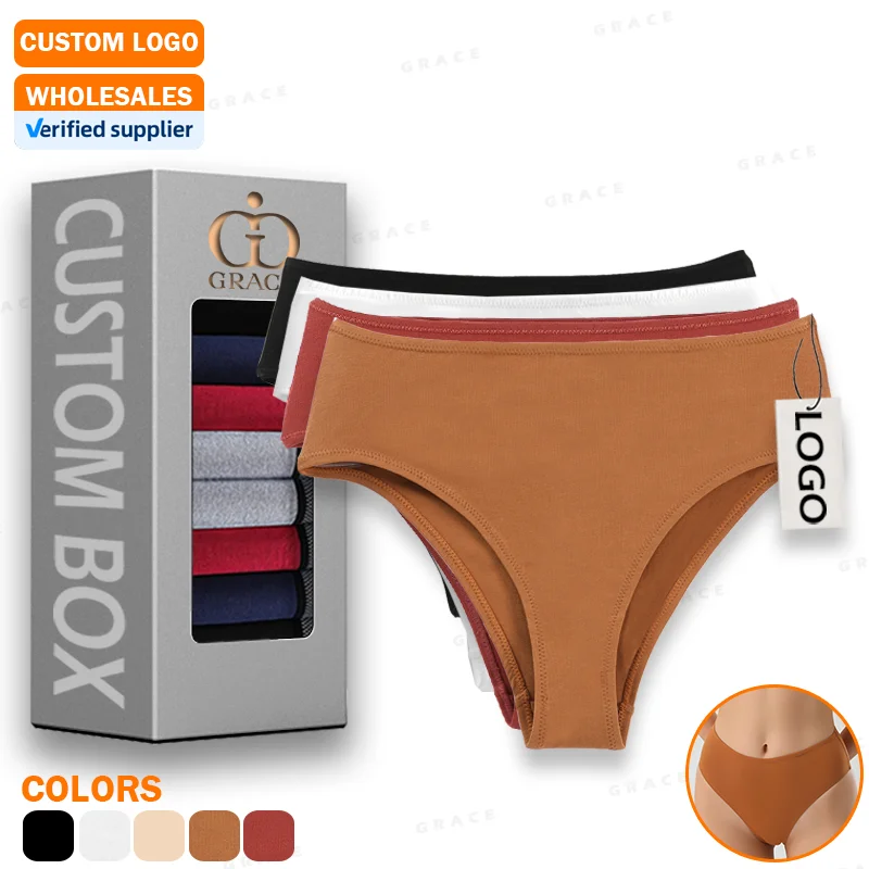 Wholesales High Rise Ropa Interior Mujer Ladies High Cut Cotton Briefs Plus Size Girls Underwear Culotte Coton Panties for Women