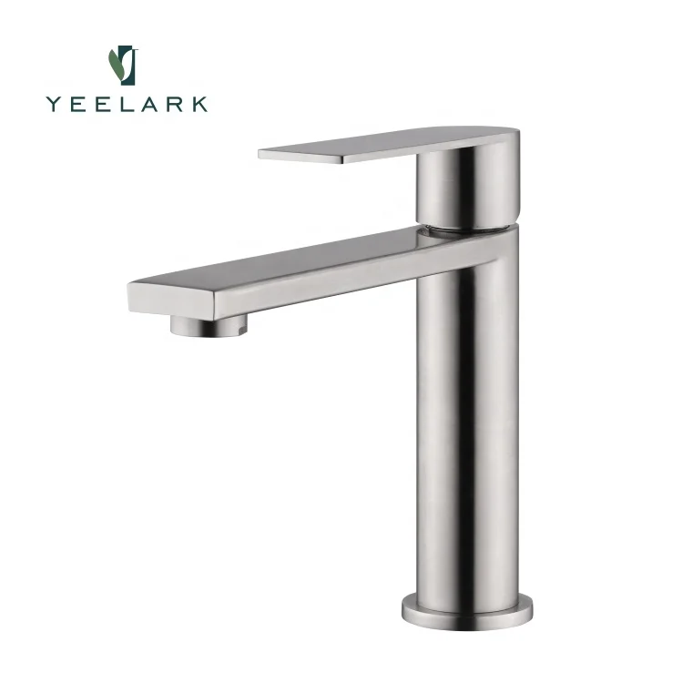 Chinese Latest Style CUPC 304 Stainless Steel Single Handle Brushed Chrome Countertop Washing Mixer Basin Faucet Bathroom Taps
