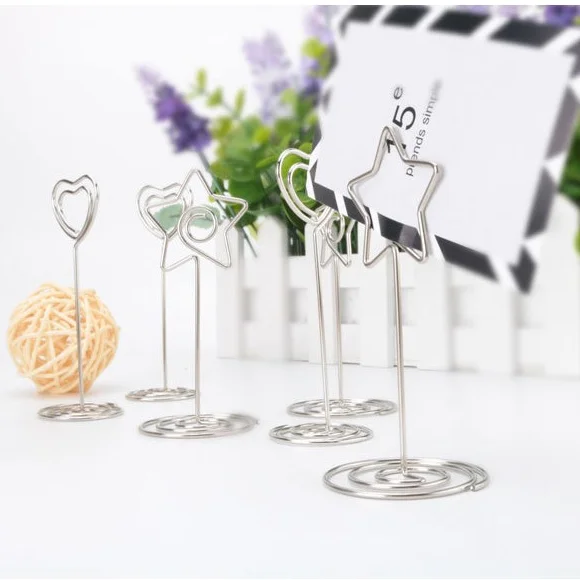
Metal Table 85 mm hight Stand Card Holder Heart Ring Shape picture holder Card Photo Wedding Party Office Desk Name Holder 