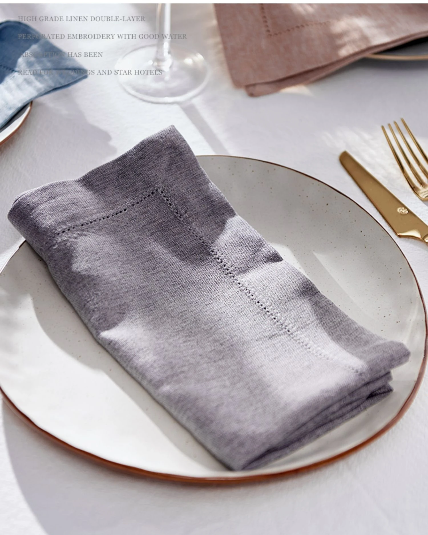 100% Fancy Linen Poly Napkin Wedding Table Placemat Cocktail Party Use Napkins Plain Dyed Everyday Hemstitched French Classic