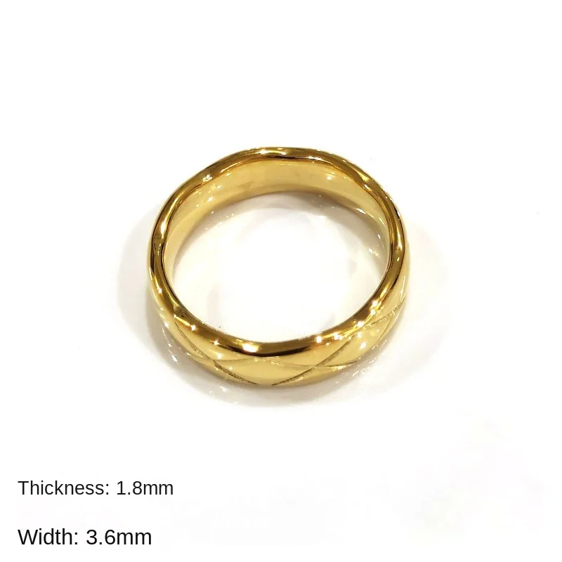 European American Titanium Steel Ring Internet Red Diamond Pattern Wave Edge Cross Plaid Cut Wedding Not Faded Fashionable Cou