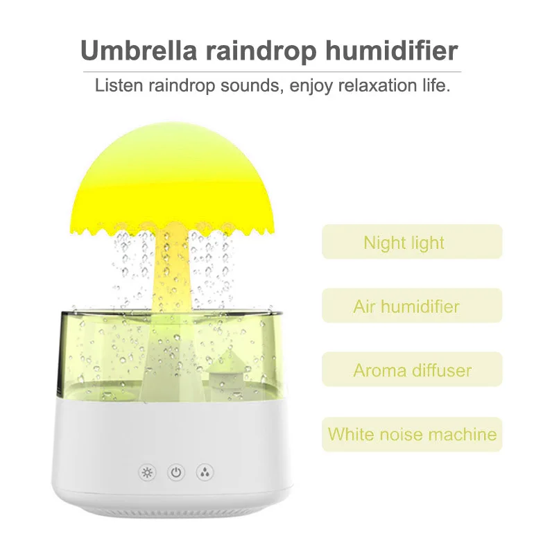 360 Aroma diffuser Rain Drop Humidifier Water Drip 450ml and Spray Mist at The Same Time humidifier for Home Large Room Bedroom