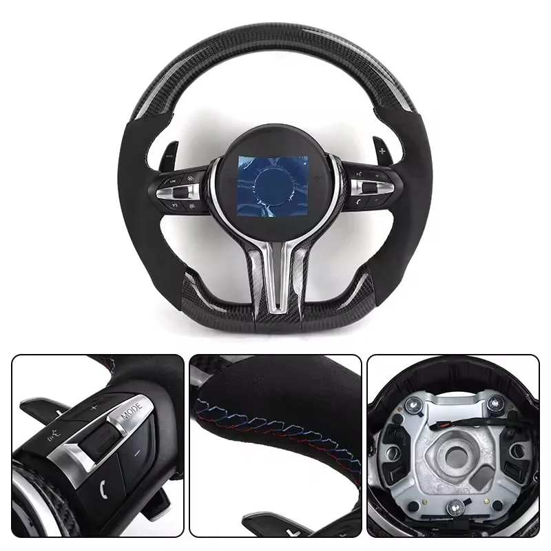 Non-slip Alcantara Leather Carbon Fiber M Sport Steering Wheel for BMW F25 F82 F45 X5 E53 E46 E92 M3 X1 F48 X3 F25 X3 E83 Z3 Z4