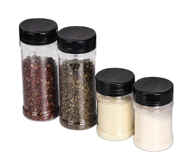 Manufacturer Plastic Spice Bottle with Flip Top cap/ Seasoning Jar with Dual Open Shaker Lid