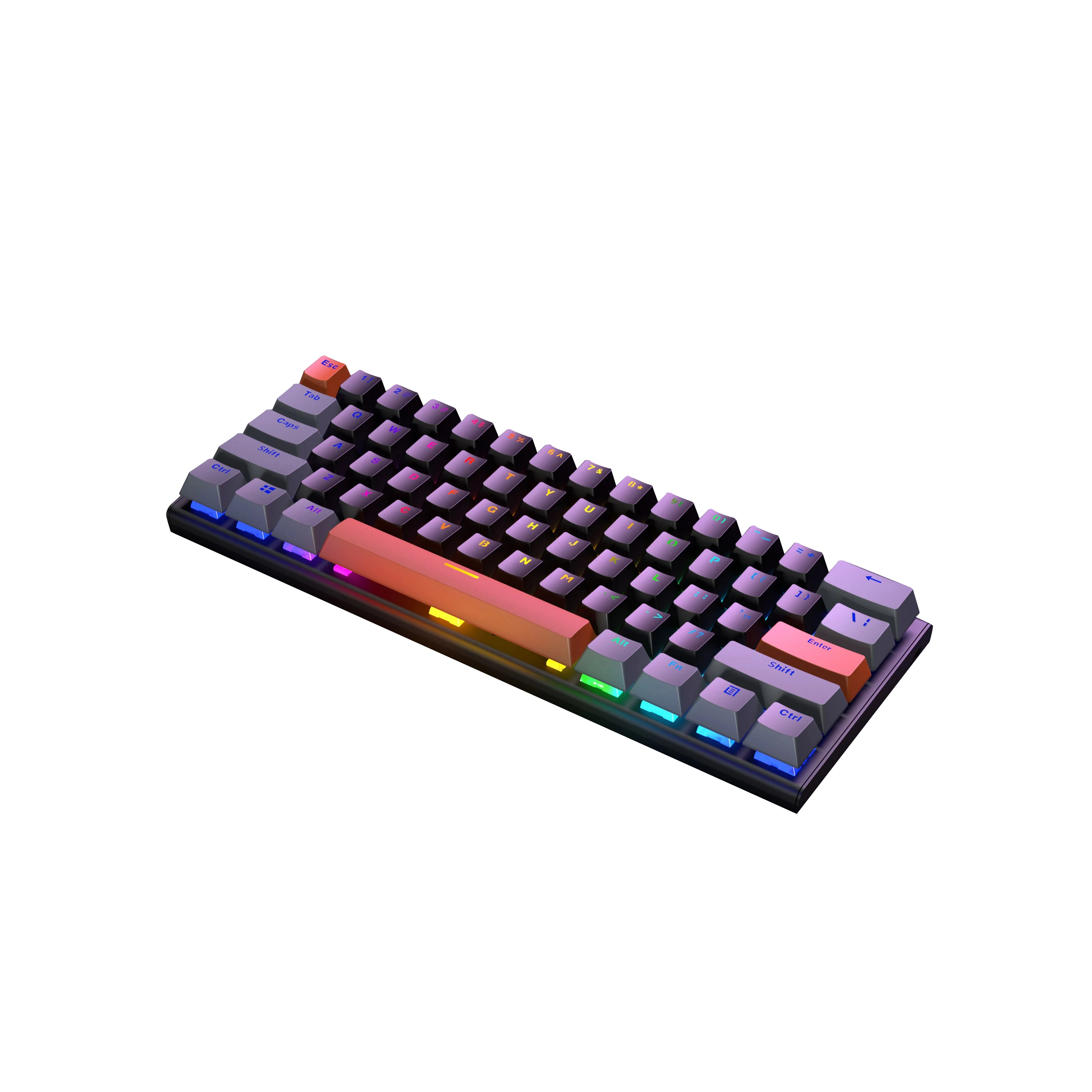 High-Keyboard backlit Gaming Teclado Mini Style New Design Mix Colour 60% Russian Spanish Wired Mechanical Keyboard for UK Users