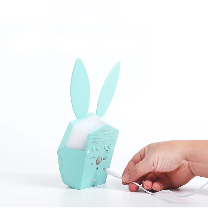 KH-CL078 Creative Bunny Music Kids Sleep Training Snooze Desk Clock with LED Digital Temperature