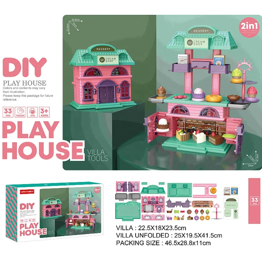 Play House Girls Dessert Table Cream Shop Villa Toy Delicious Food Afternoon Tea Play Toys