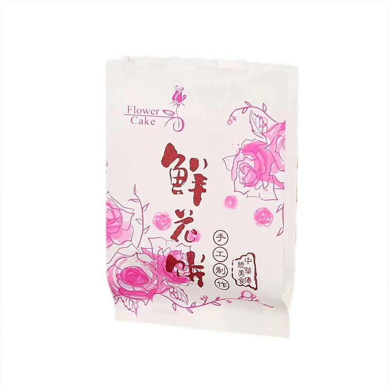 Wholesale custom flexography logo recyclable disposable oil proof wax chips bread chicken cutlet paper bag