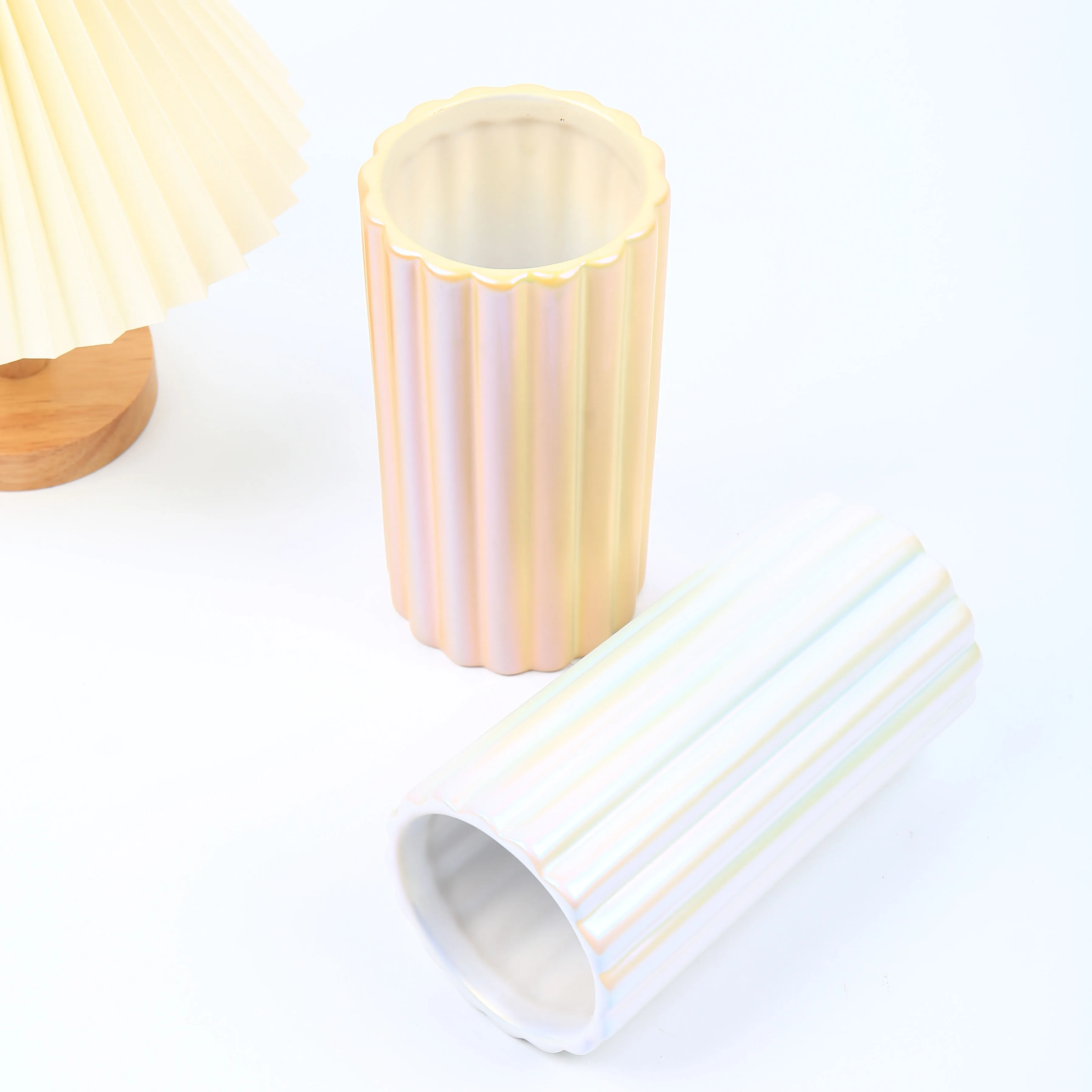 Luxury wedding centerpieces jarrones decoracion modern metalized shining pearl ceramic vase