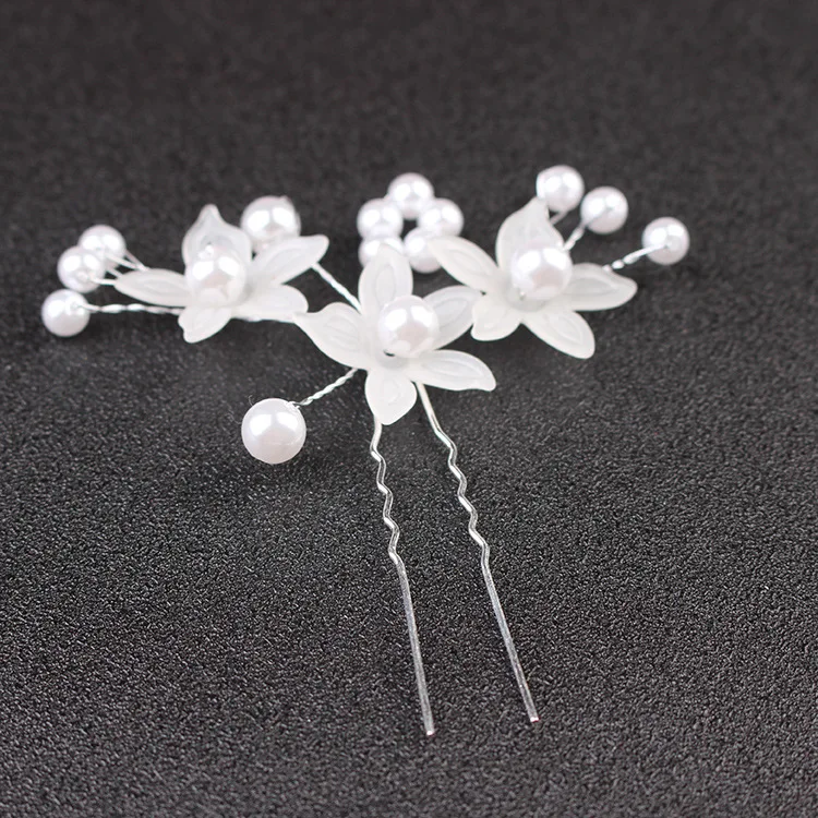 Jiamu Hot Selling Flower Bridal Hair Accessories Colorful Fashion Elegant Handmade Pearl U Shape Hair Pins Factory In Stock
