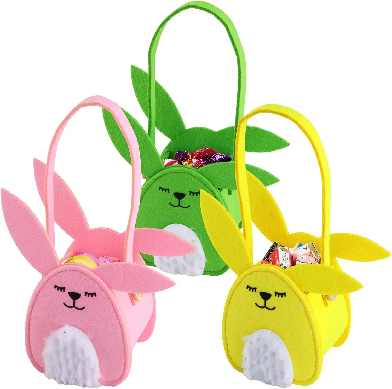 BSCI wholesale cheap bulk buy Easter decoration custom bunny fabric felt Easter bag egg hunt candy gifts Easter baskets for kids