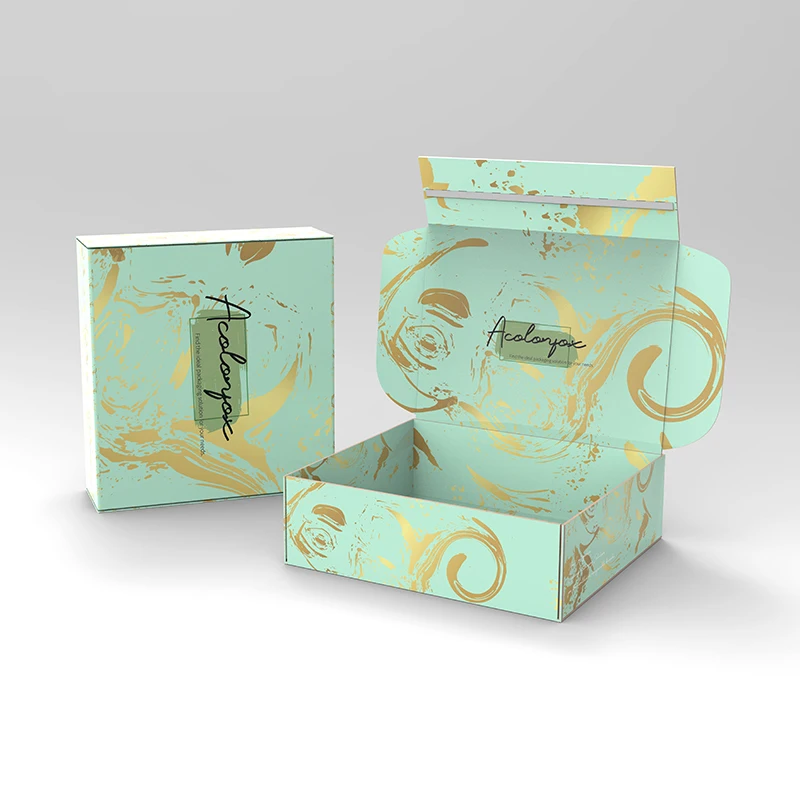 Custom Mint Green Wavy Curve Lines Ripple Pattern East Tearing Open Corrugated 16Oz Tumbler Mailer Boxes
