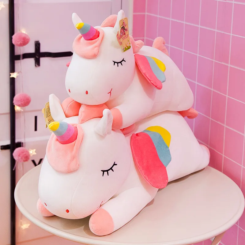 Angel Unicorn Doll Cute Rainbow Pillow Plush Toy Pink Girl Heart Doll