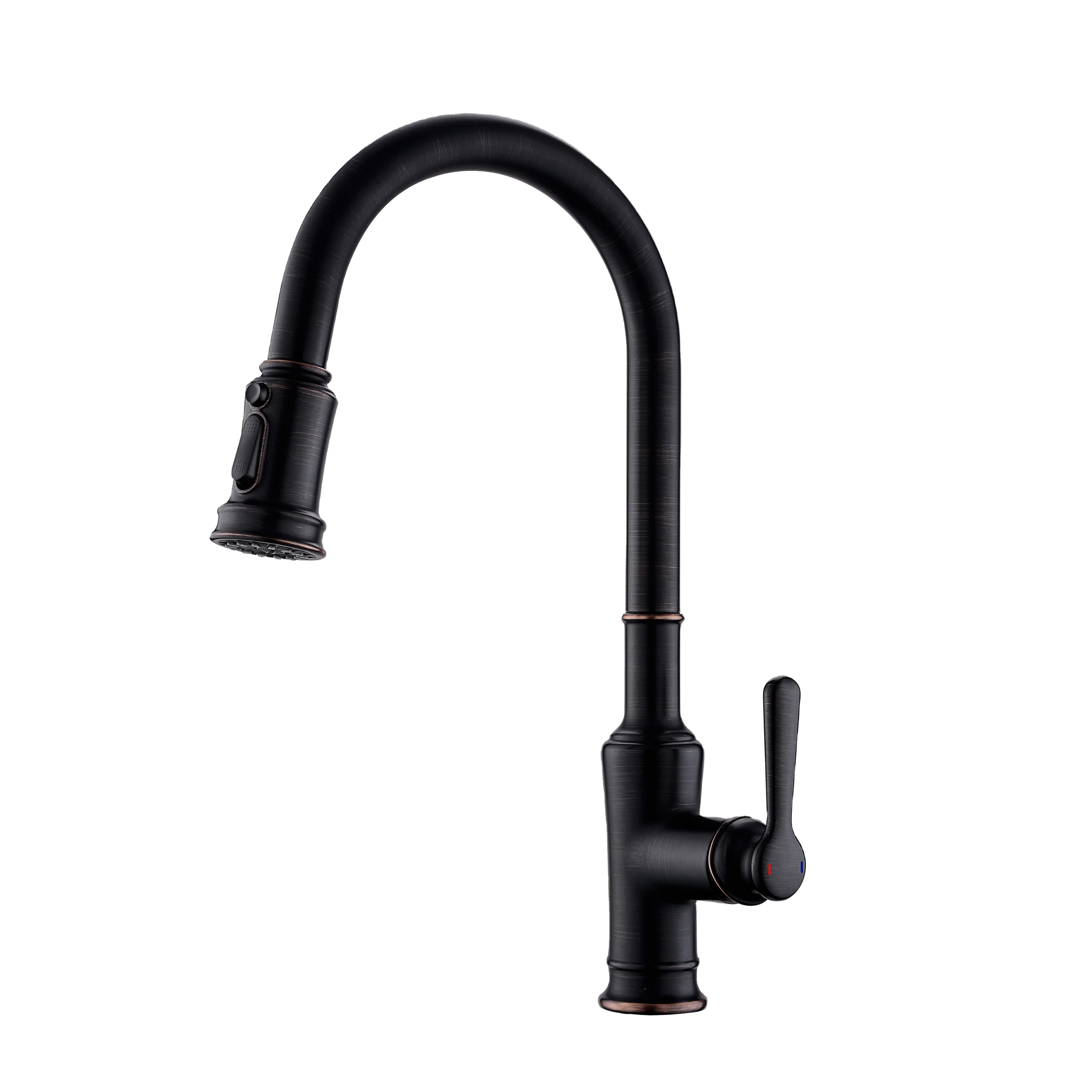 Commercial hot and cold water kitchen faucet mixer taps with pull down sprayer