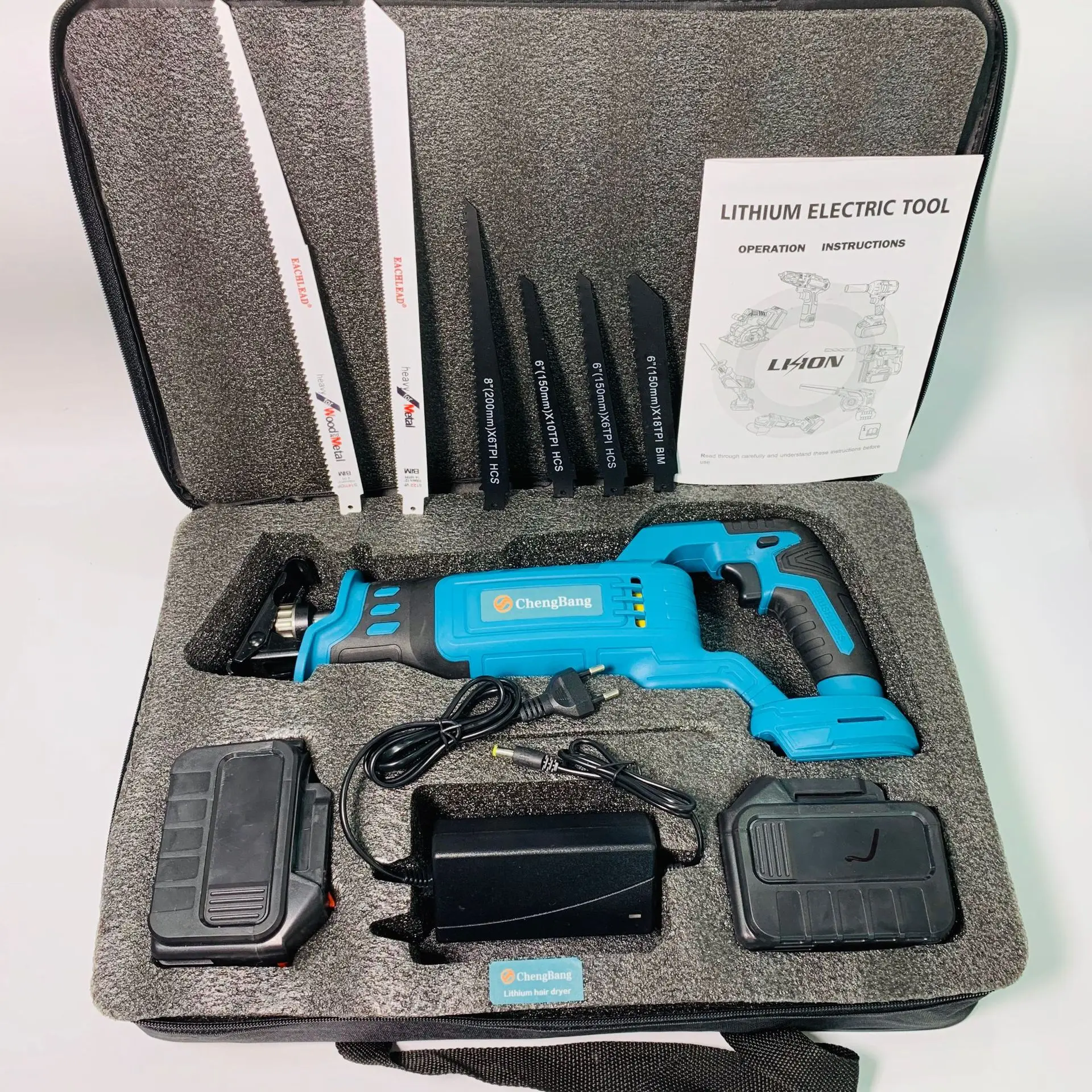 20V Portable Brushless Lithium Electric Reciprocating Saw High Power Rechargeable Cordless Saber Saws Wood Metal Cutting Machine