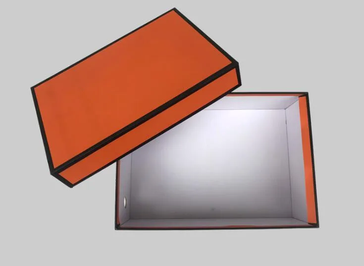 Custom logo rectangular top lid rigid cardboard paper shoe box storage shipping packaging top lid
