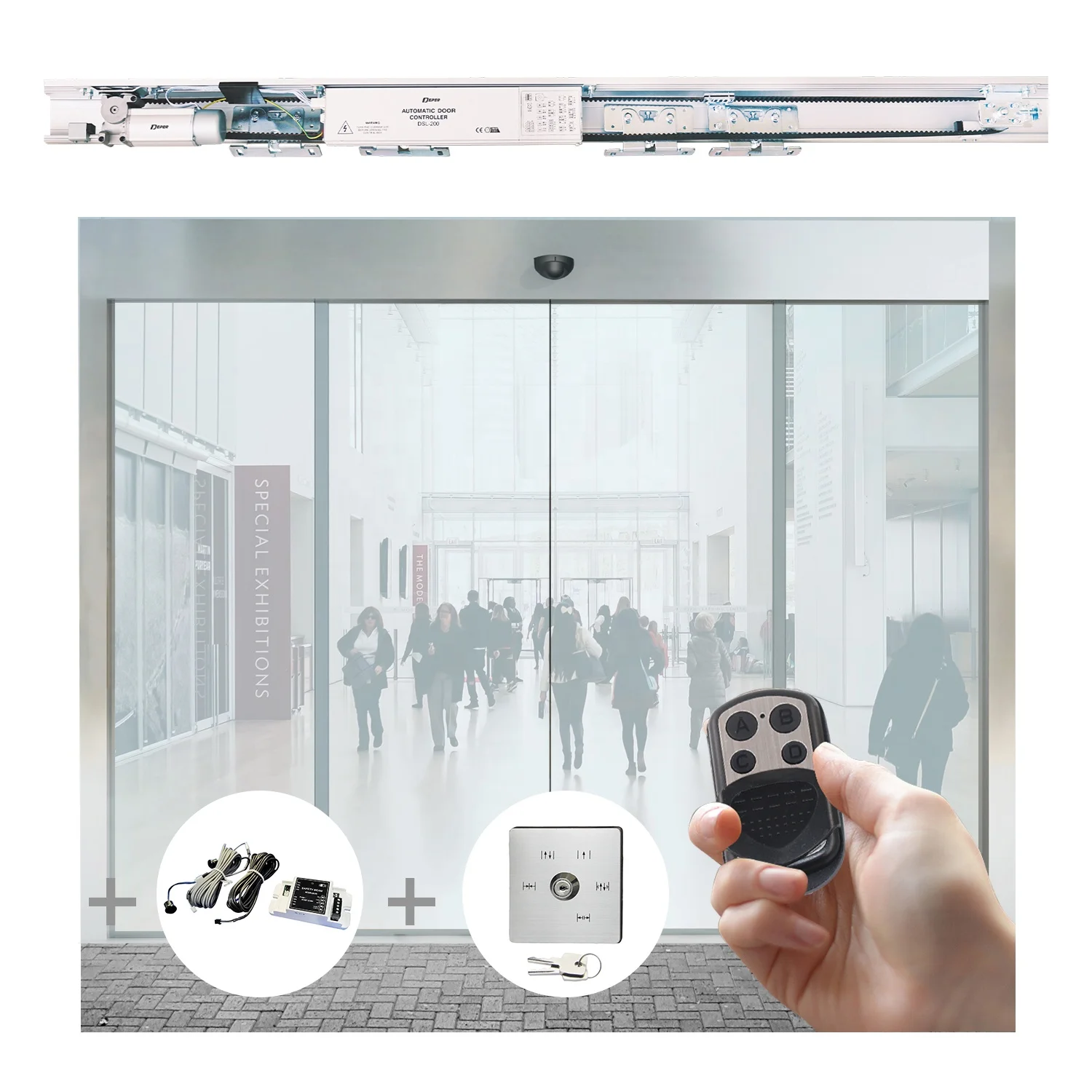 DEPER 200L сенсорные стеклянные двери операторы автоматической раздвижной с моторным замком Европейского типа