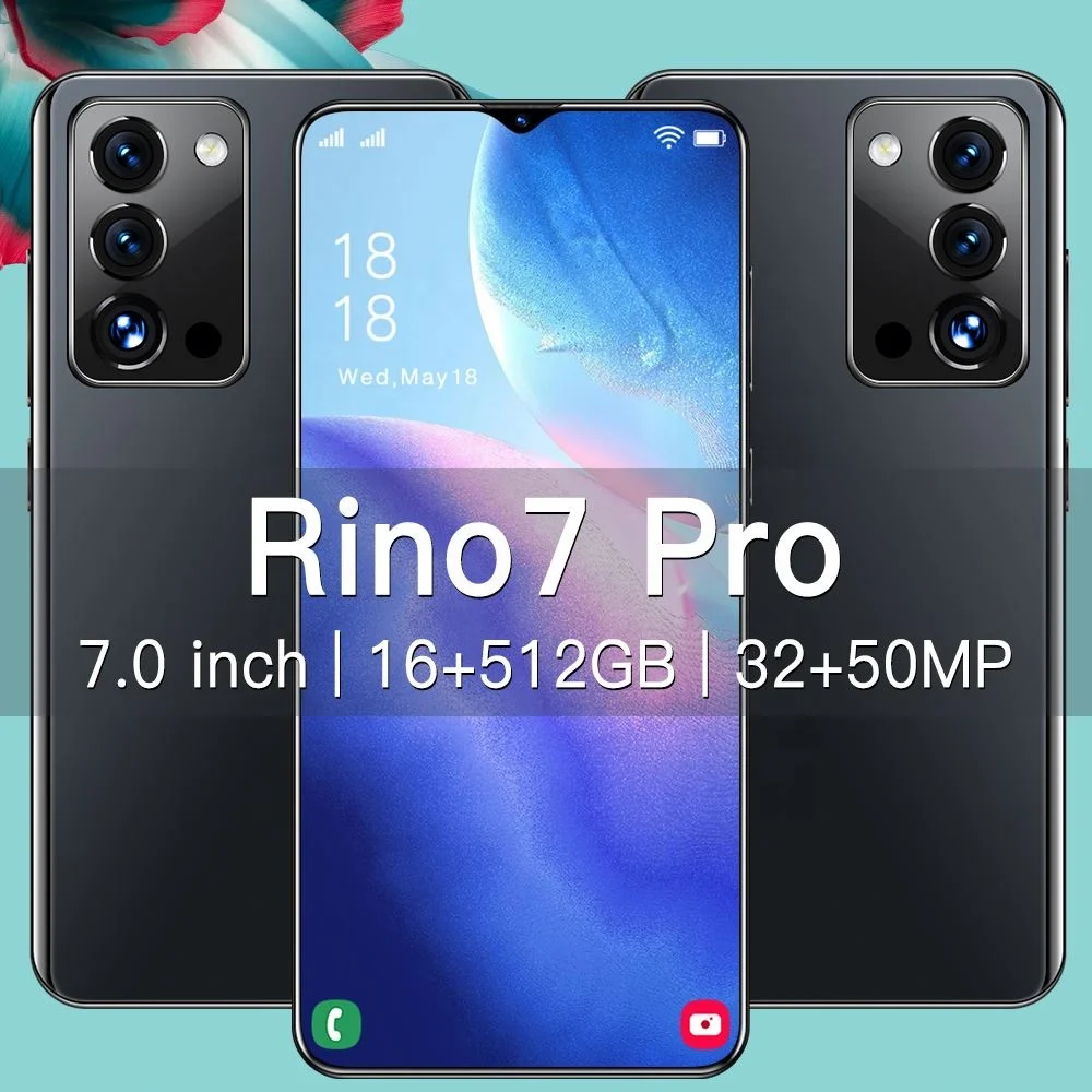 Новый мобильный телефон Tecno hot model Rino7 Pro разблокировка по лицу Android 11 0 смартфон 16 ГБ + 512 большой экран 7 дюйма