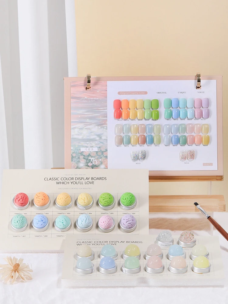 YANTU 26 colors set Nail gel Nail salon Non-Eoxic Uv gel Eco-friendly vegetable glue Nail art kitNew model 2024 Macaron
