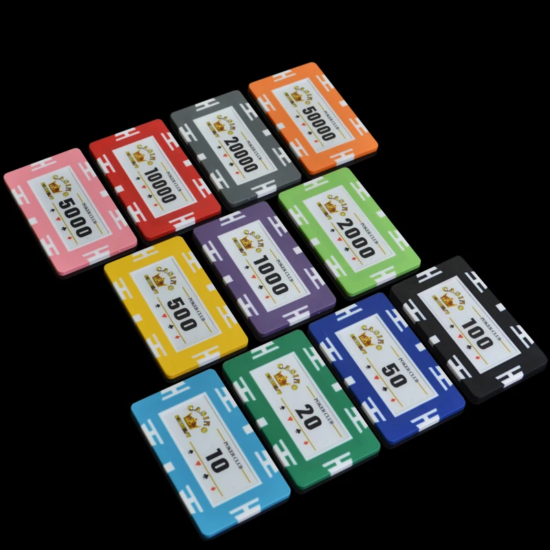 Custom Logo Rectangle 35g Poker Chips Solid Colored Rectangular Ceramic Clay Blank  Casino Chips Set