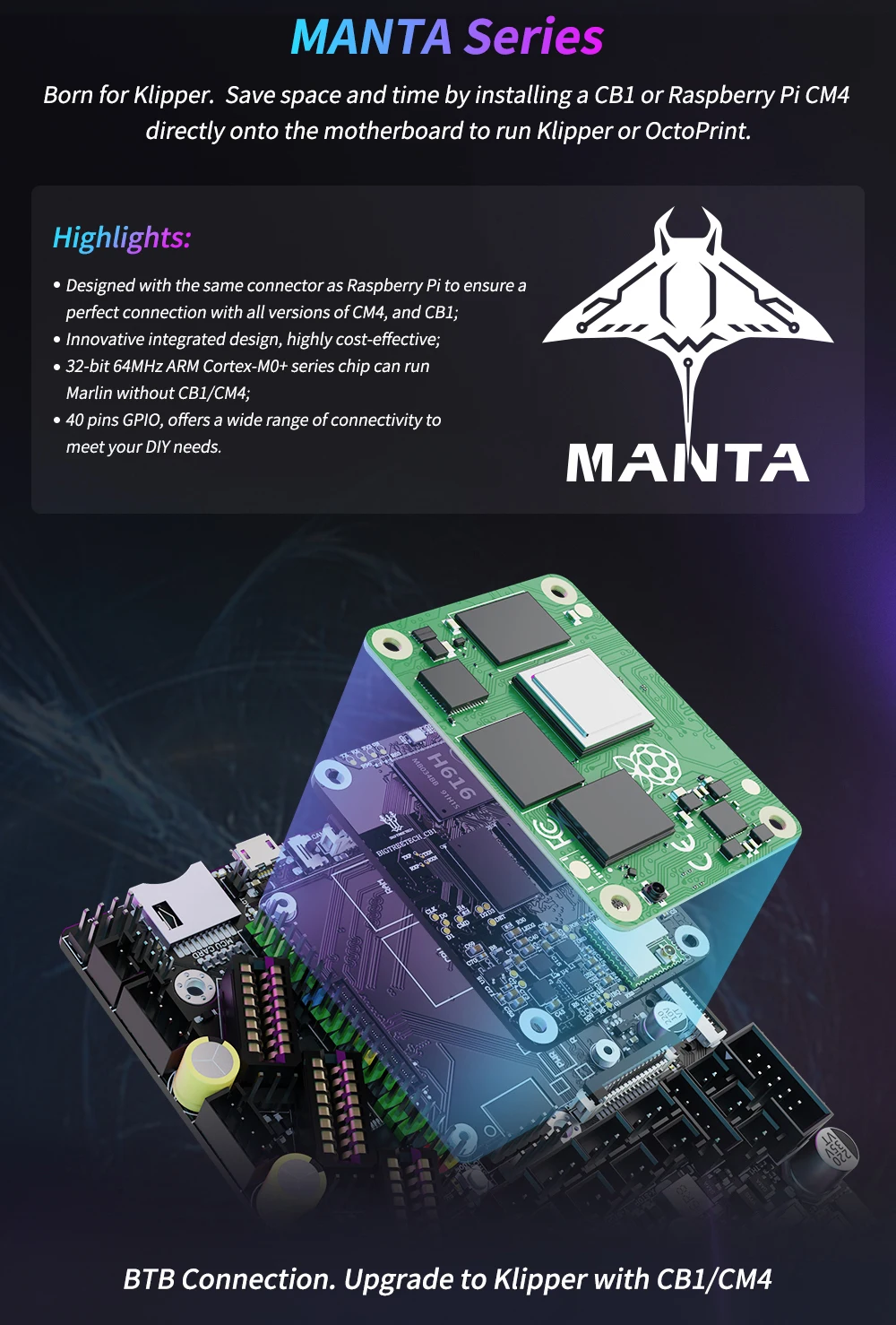 BIGTREETECH Manta E3 EZ V1.0 Ender 3 плата 3d принтер контроллер для 3/Ender 3Pro/Ender 5