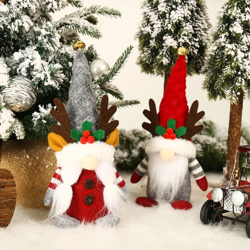 Hot Christmas Ornament Long Bearded Gnome with Lights Rudolph Doll LED Glowing Christmas Gnome Sweden Tomte Santa Elf Doll