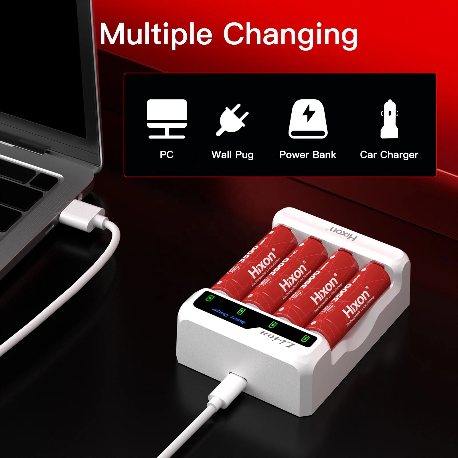 Quick-charging 1.5V AA lithium-ion batteries 3500mWh long cycle life 4PCS batteries and charger kit