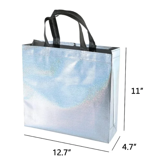 Fashion Metal Glossy Shopping Bag Holiday Party Gift Bag Foldable Environmental Protection PP Laminated Non Woven Bag