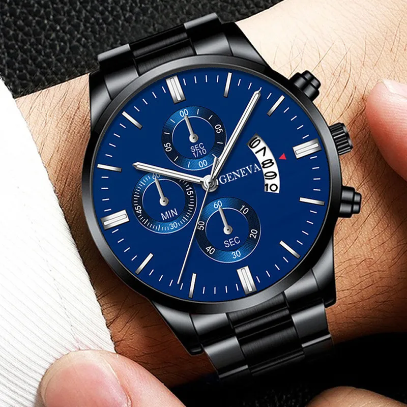 Quartz Chronograph For MenTachymeter Black Dial 41.5mm Man Wristwatch Calender Timer Casual Mens Quartz Watches