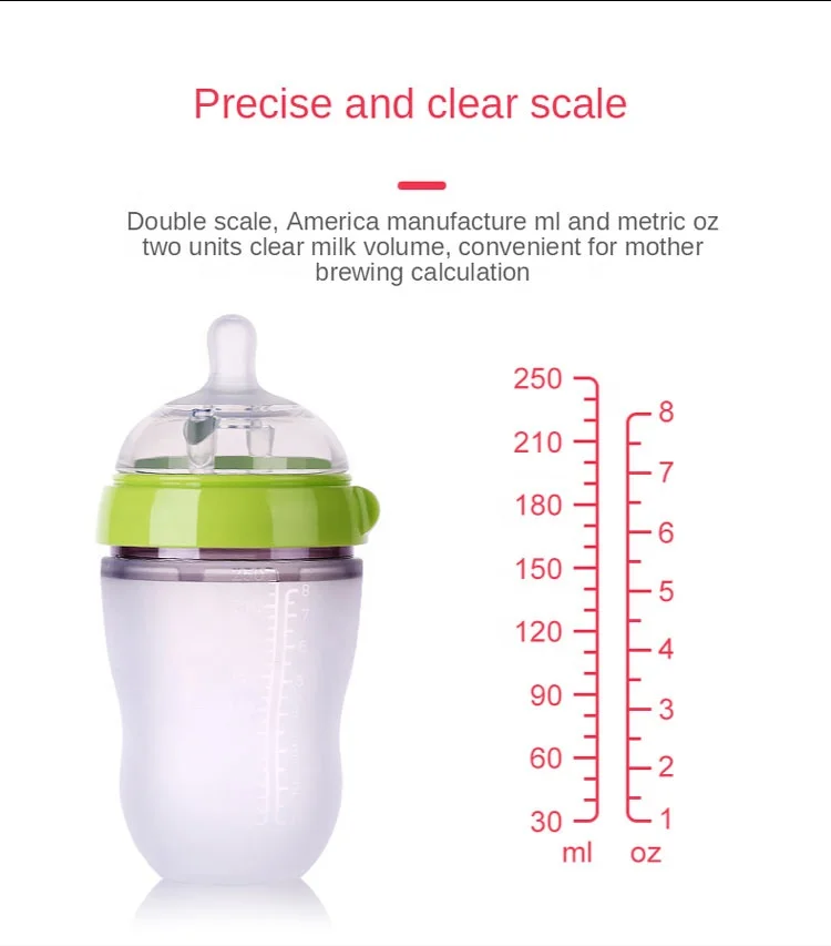 
BPA Free Food Grade Manufacturer Soft Silicone Milk Feeding Baby Bottle 