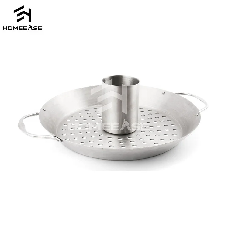 
round stainless steel Barbecue bbq chicken vegetable grill disassembling baking pan topper roaster 