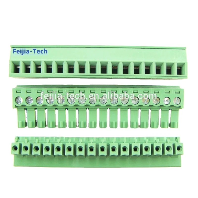 3.5/3.81mm Pitch 300V 8A PCB Screw Terminal Block Pluggable Terminal Block 16 Pins