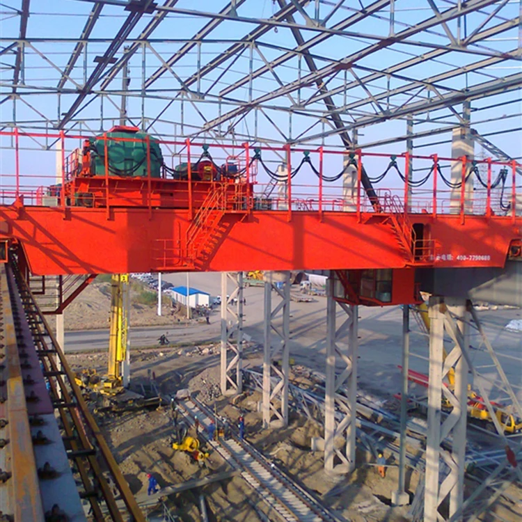Heavy duty 75 ton electric rail mobile overhead crane for steel factory